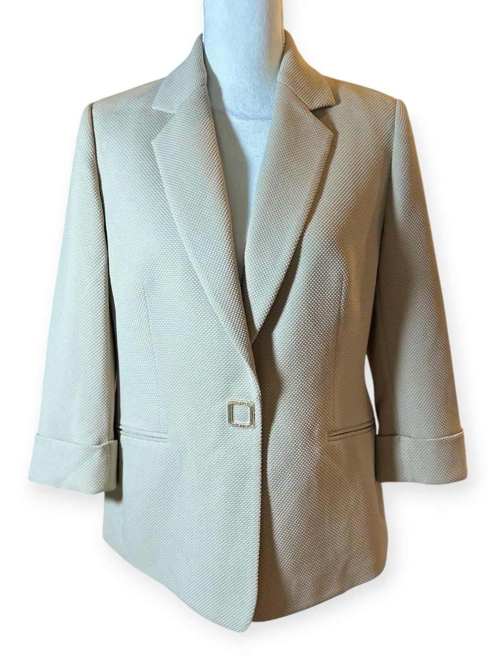 Anne Klein Light Beige Textured Single-Button Blazer 🆕